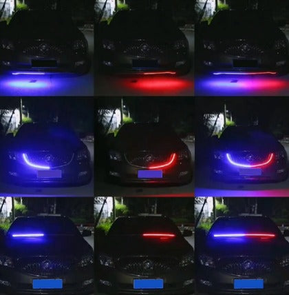 Tira de luces Led de 120CM para coche, barra Flexible DRL de 12V y 47 pulgadas, lámparas de puerta trasera, azul hielo, rojo, estilo de bombillas de freno, resistente al agua