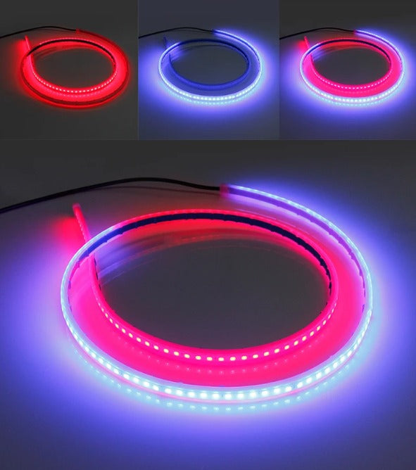 Tira de luces Led de 120CM para coche, barra Flexible DRL de 12V y 47 pulgadas, lámparas de puerta trasera, azul hielo, rojo, estilo de bombillas de freno, resistente al agua